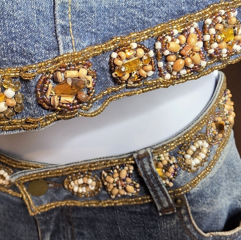 535 Haven Bleu Embellished Beaded Denim Set - Jacket & Pants - Picture 6 of 10